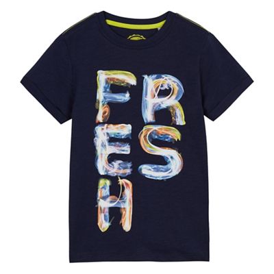 Boys' navy 'Fresh' print t-shirt